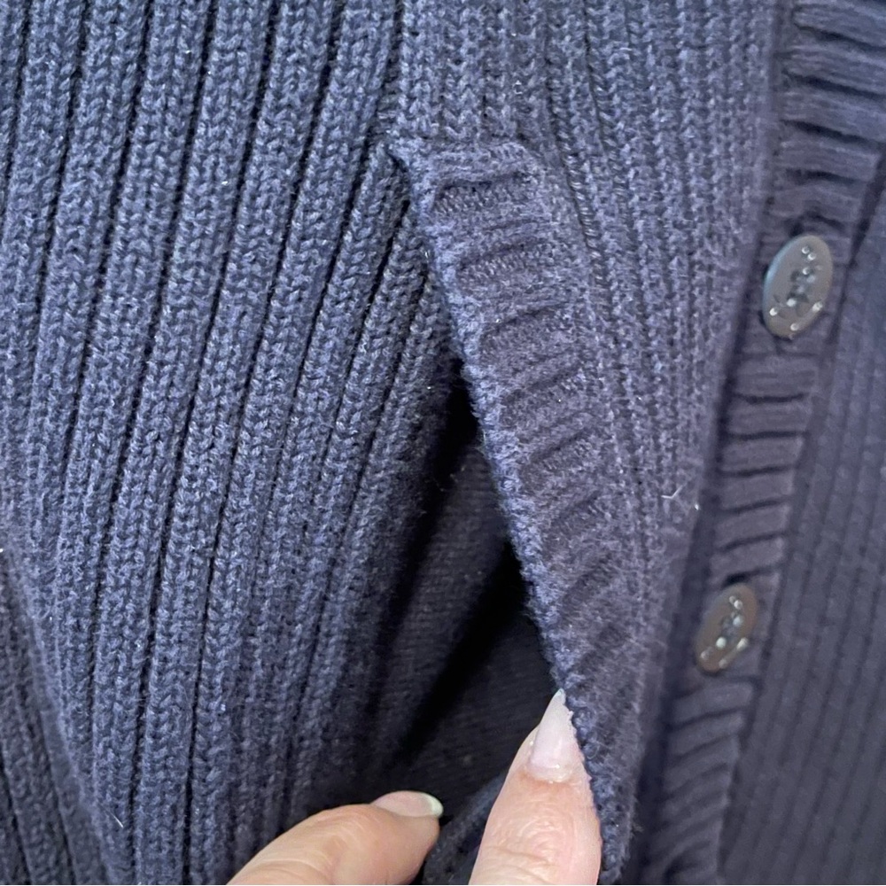 Ralph Lauren Navy Ribbed Button-Up Sweater Jacket - Picture 4 of 12
